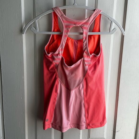 Lululemon Run Pace Tank Bleached Coral Pop Orange Ocean Stripe Bleached - Picture 5 of 7